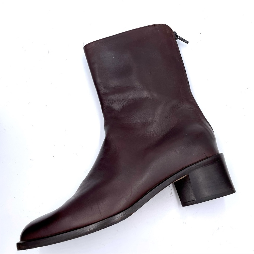 Cole Haan Vintage Label Dark Brown Leather Mid Calf Back Zip Block Heel Boot 7